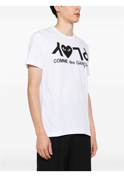 t-shirt logo print unisex bianca COMME DES GARÇONS PLAY | AX-T068-0511